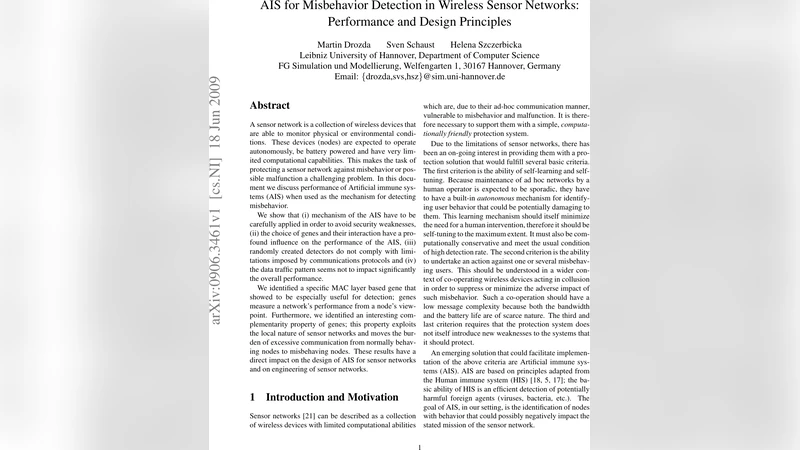 AIS for Misbehavior Detection in Wireless Sensor Networks: Performance   and Design Principles