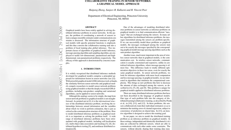 Collaborative Training in Sensor Networks: A graphical model approach