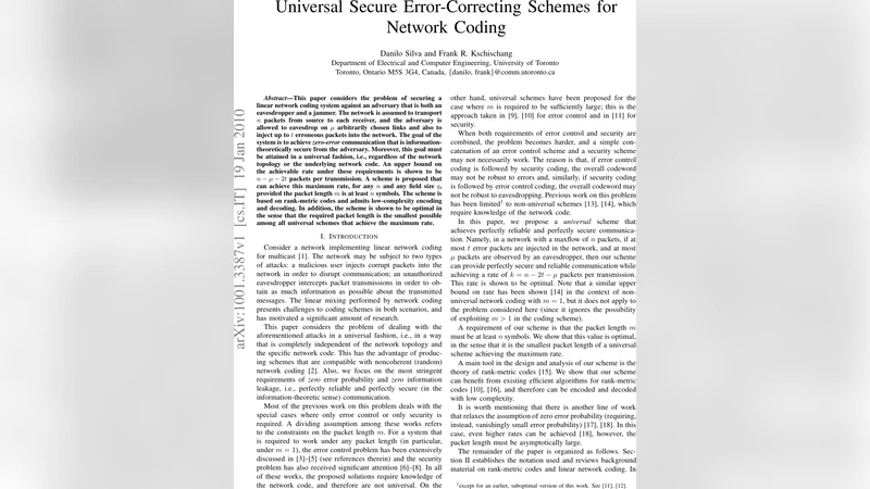 Universal Secure Error-Correcting Schemes for Network Coding