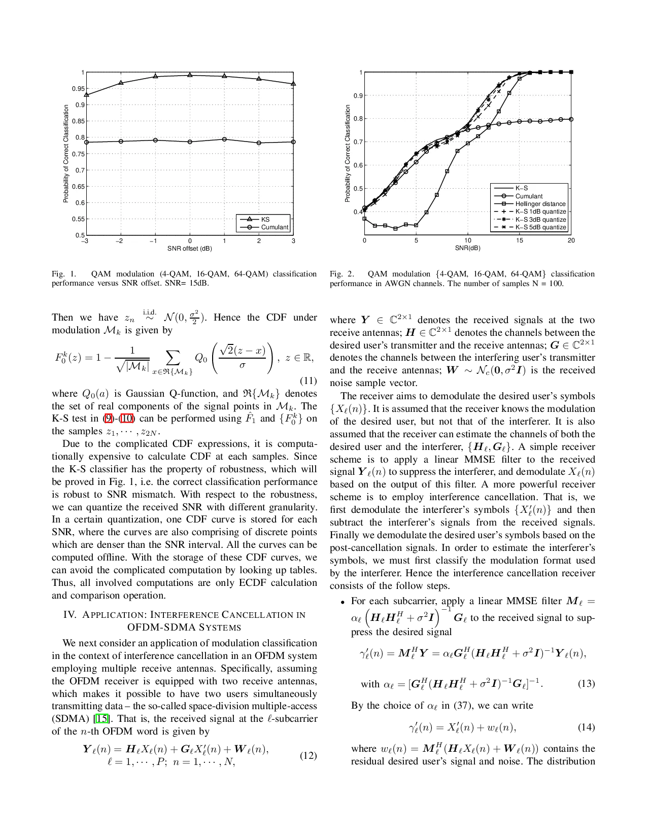 Low Complexity Kolmogorov-Smirnov Modulation Classification