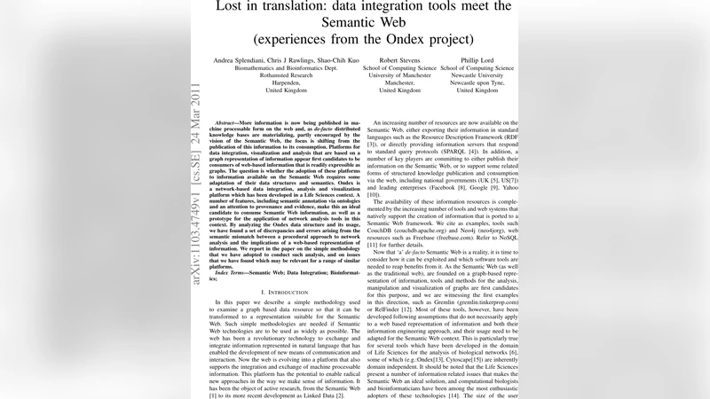 Lost in translation: data integration tools meet the Semantic Web   (experiences from the Ondex project)