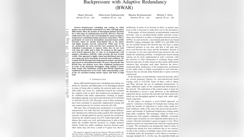 Backpressure with Adaptive Redundancy (BWAR)