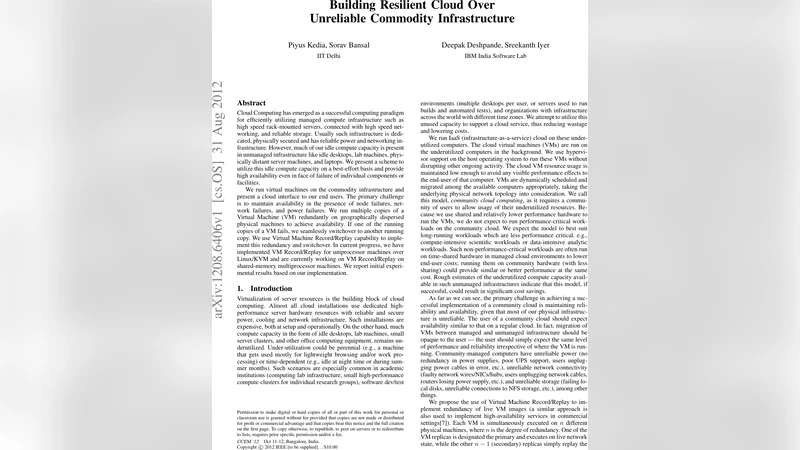 Building Resilient Cloud Over Unreliable Commodity Infrastructure