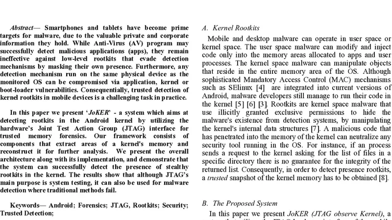 JoKER: Trusted Detection of Kernel Rootkits in Android Devices via JTAG   Interface