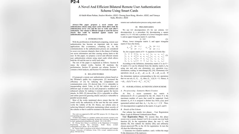 A Novel and Efficient Bilateral Remote User Authentication Scheme Using   Smart Cards