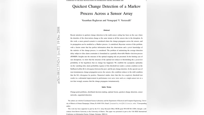 Quickest Change Detection of a Markov Process Across a Sensor Array