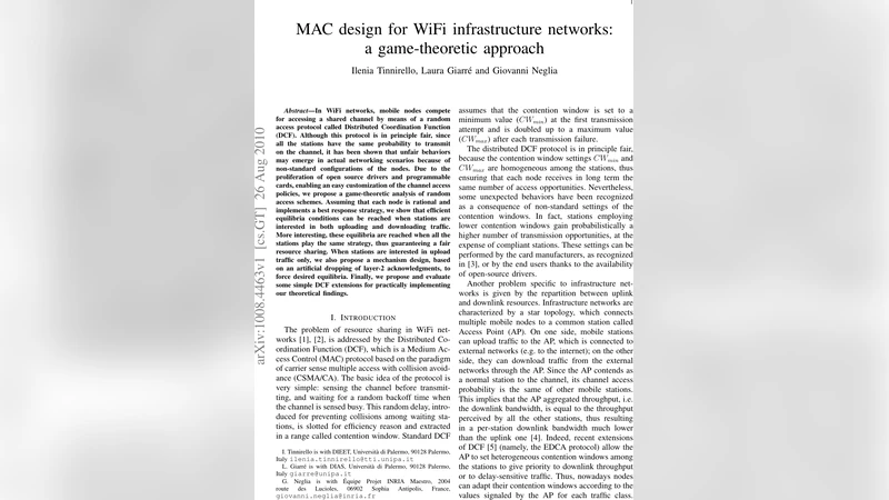 MAC design for WiFi infrastructure networks: a game-theoretic approach