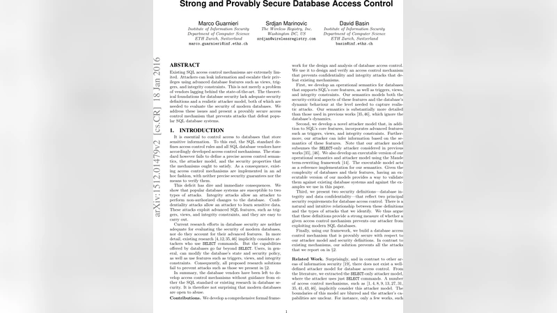 Strong and Provably Secure Database Access Control