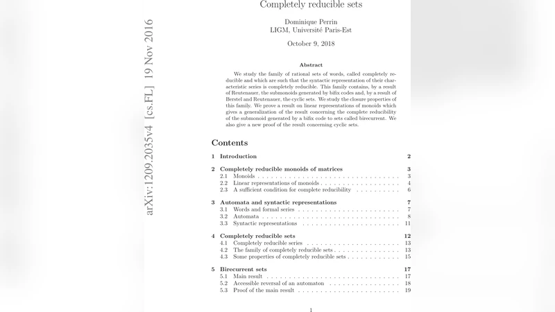 Completely reducible sets