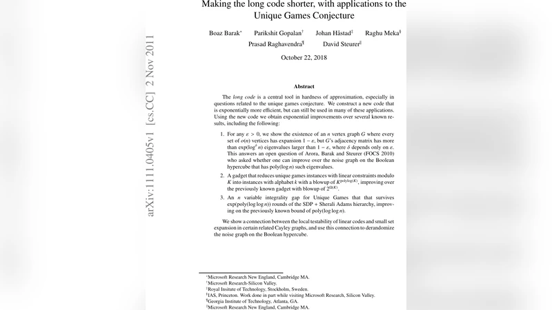 Making the long code shorter, with applications to the Unique Games   Conjecture