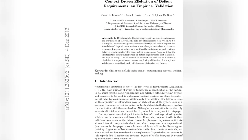 Context-Driven Elicitation of Default Requirements: an Empirical   Validation
