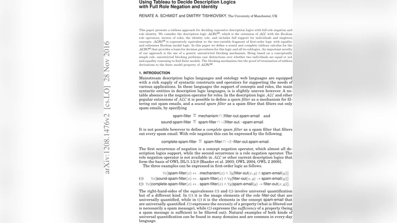 Using Tableau to Decide Description Logics with Full Role Negation and   Identity