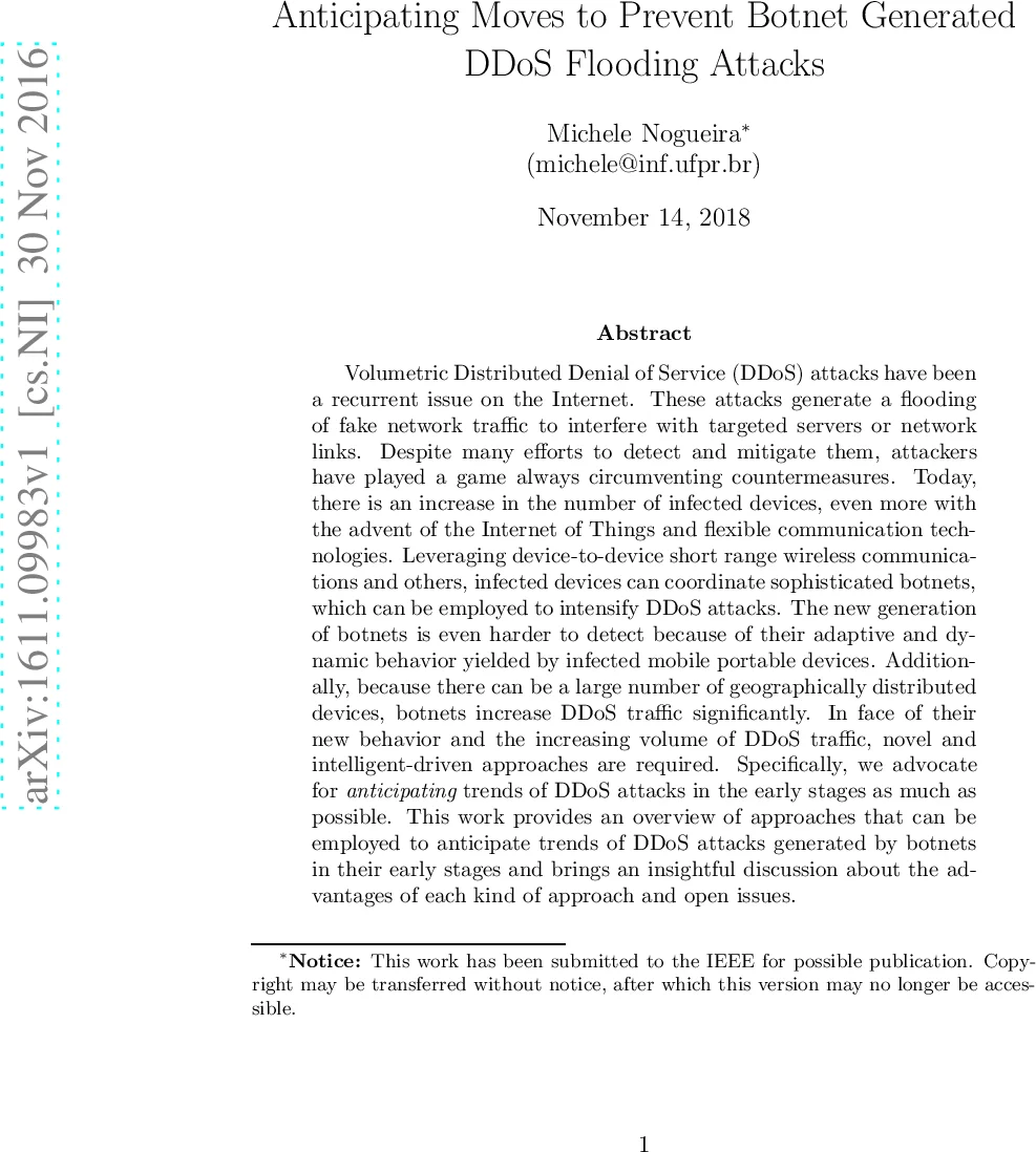 Anticipating Moves to Prevent Botnet Generated DDoS Flooding Attacks