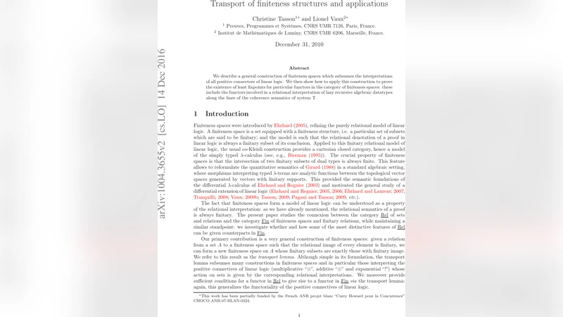 Transport of finiteness structures and applications