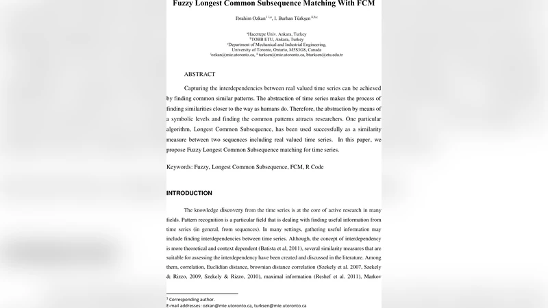 Fuzzy Longest Common Subsequence Matching With FCM Using R