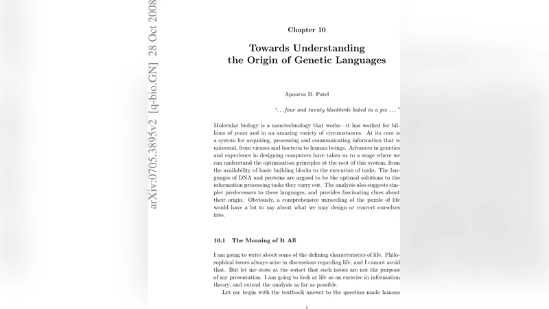 Towards Understanding the Origin of Genetic Languages