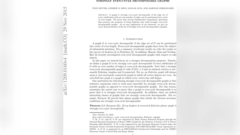 Strongly even-cycle decomposable graphs