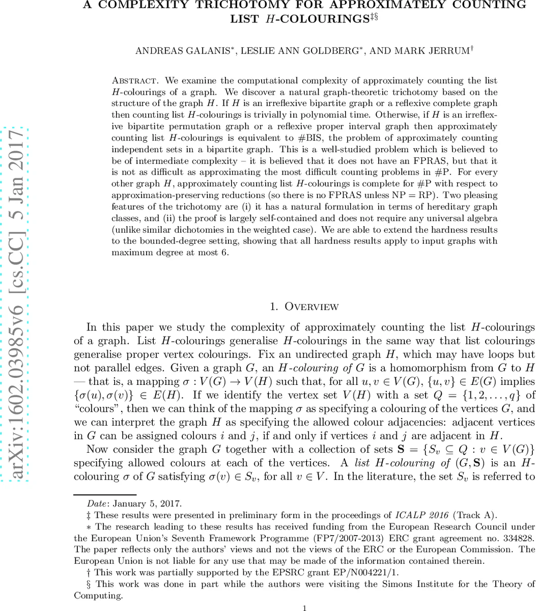 A complexity trichotomy for approximately counting list H-colourings