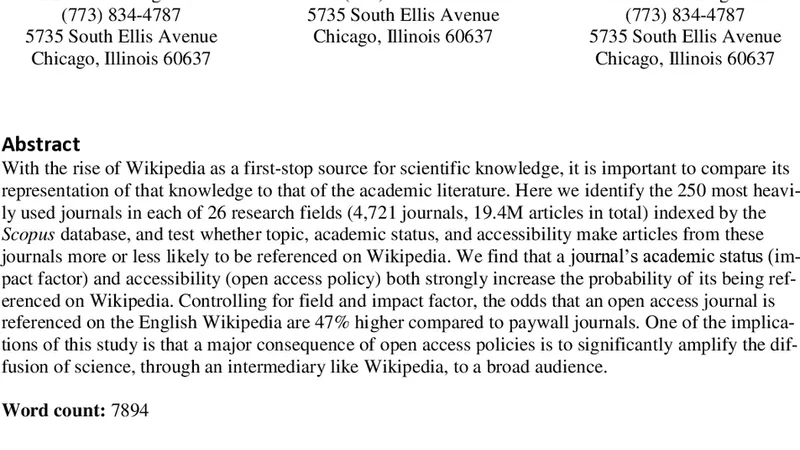 Amplifying the Impact of Open Access: Wikipedia and the Diffusion of   Science