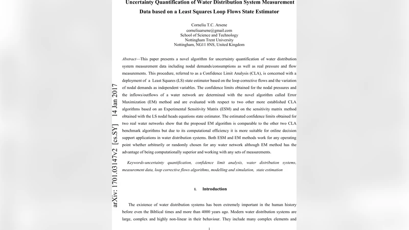 Uncertainty Quantification of Water Distribution System Measurement Data   based on a Least Squares Loop Flows State Estimator