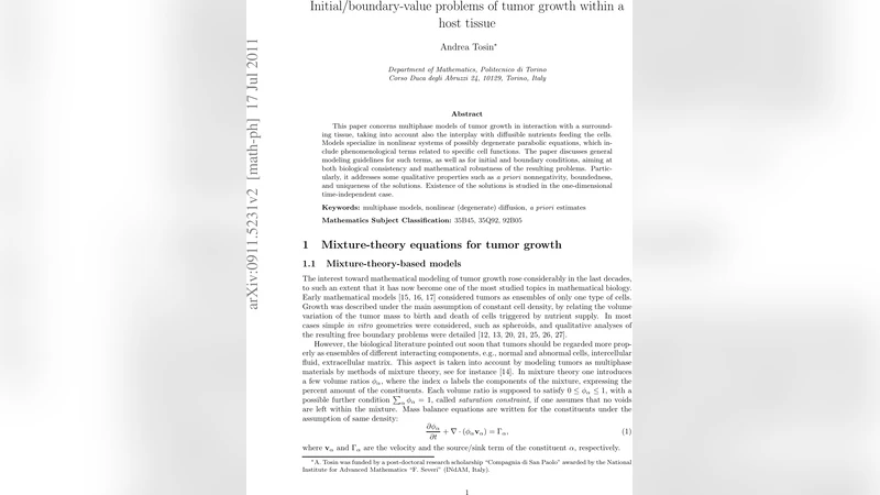 Initial/boundary-value problems of tumor growth within a host tissue