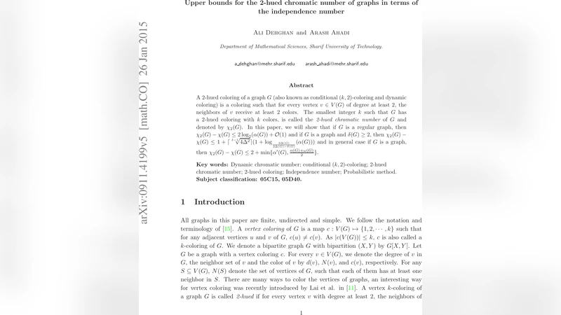 Upper bounds for the 2-hued chromatic number of graphs in terms of the   independence number