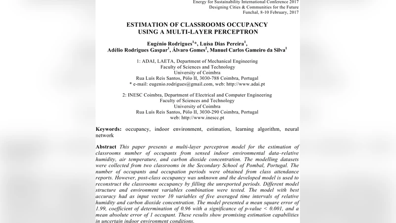 Estimation of classrooms occupancy using a multi-layer perceptron