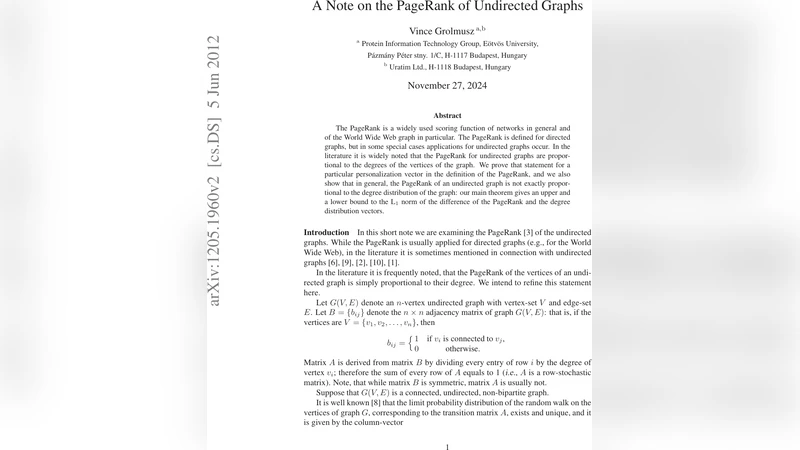 A Note on the PageRank of Undirected Graphs