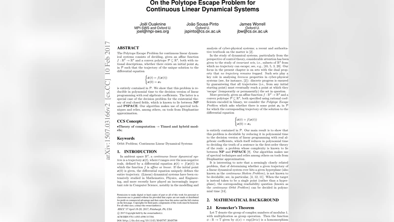 On the Polytope Escape Problem for Continuous Linear Dynamical Systems