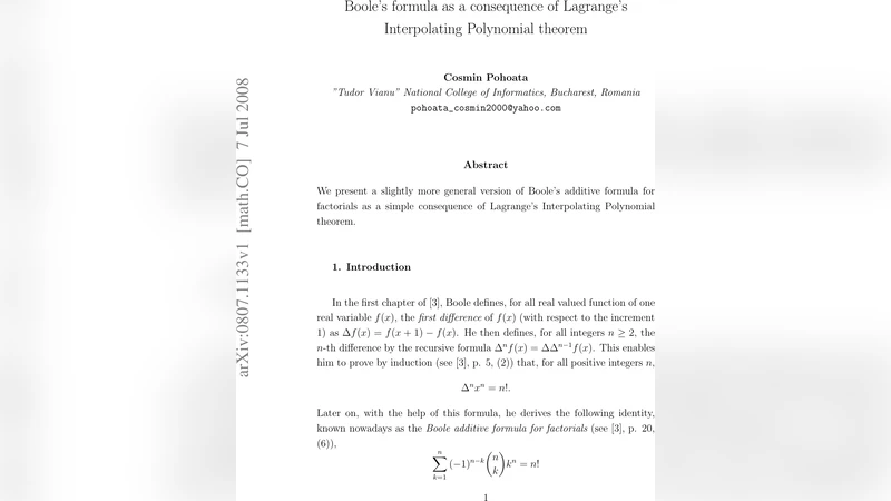 Booles formula as a consequence of Lagranges Interpolating Polynomial   theorem
