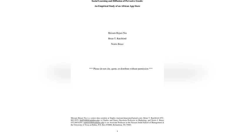 Social Learning and Diffusion of Pervasive Goods: An Empirical Study of   an African App Store