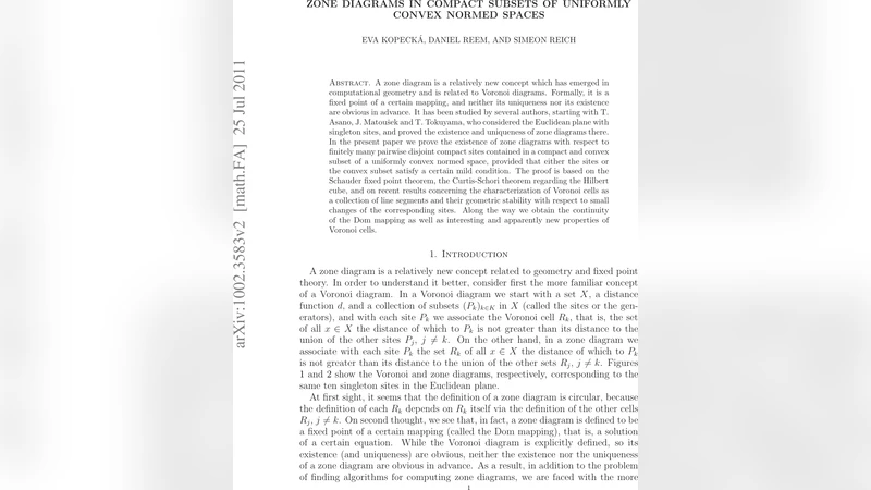 Zone diagrams in compact subsets of uniformly convex normed spaces