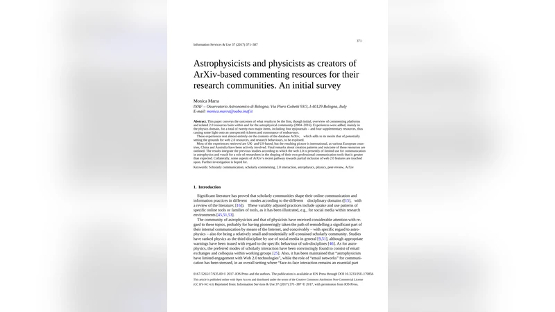 Astrophysicists and physicists as creators of ArXiv-based commenting   resources for their research communities. An initial survey