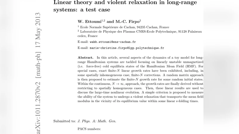 Linear theory and violent relaxation in long-range systems: a test case