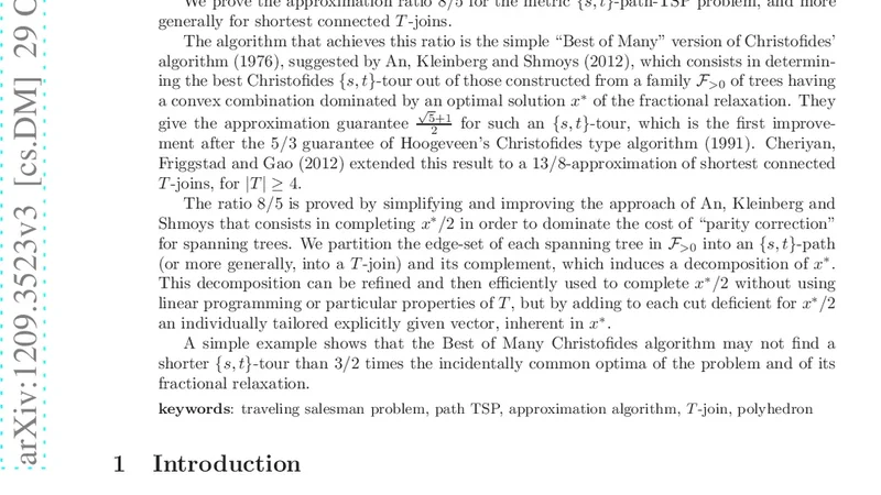 Eight-Fifth Approximation for TSP Paths