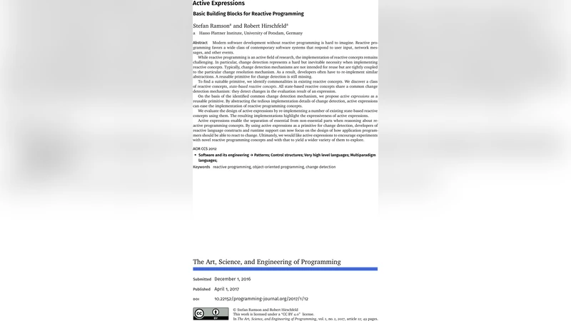 Active Expressions: Basic Building Blocks for Reactive Programming