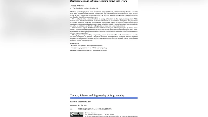 Miscomputation in software: Learning to live with errors