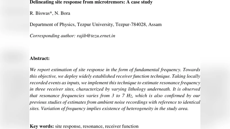 Delineating site response from microtremors: A case study