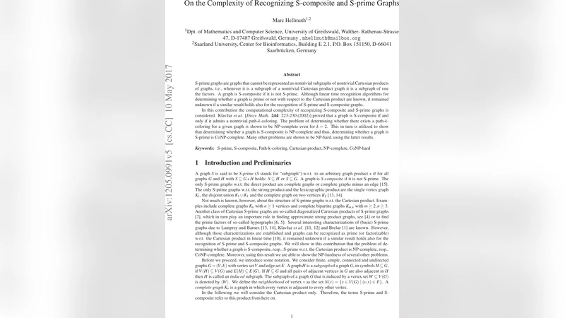 On the Complexity of Recognizing S-composite and S-prime Graphs