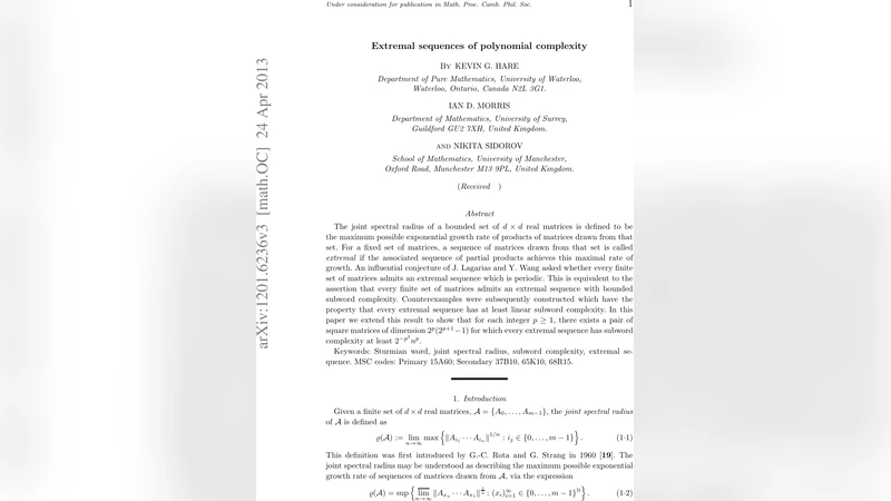 Extremal sequences of polynomial complexity