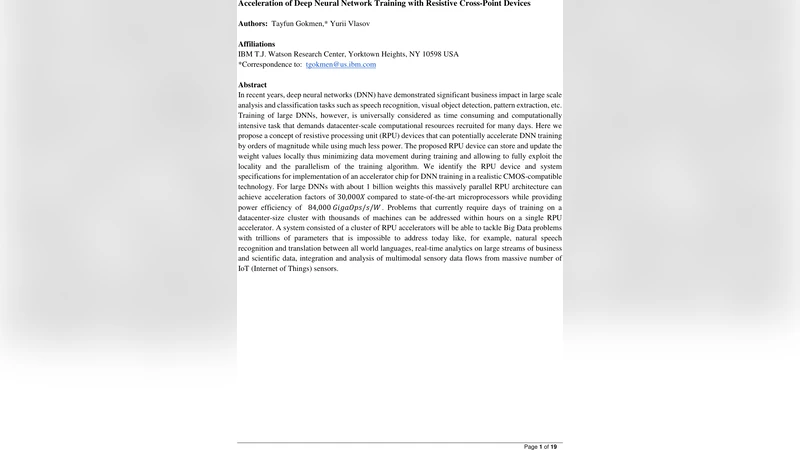 Acceleration of Deep Neural Network Training with Resistive Cross-Point   Devices