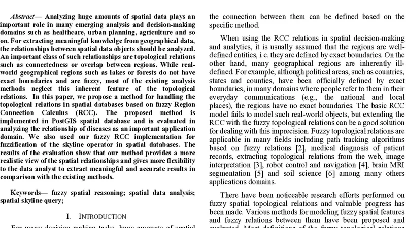 Spatial database implementation of fuzzy region connection calculus for   analysing the relationship of diseases