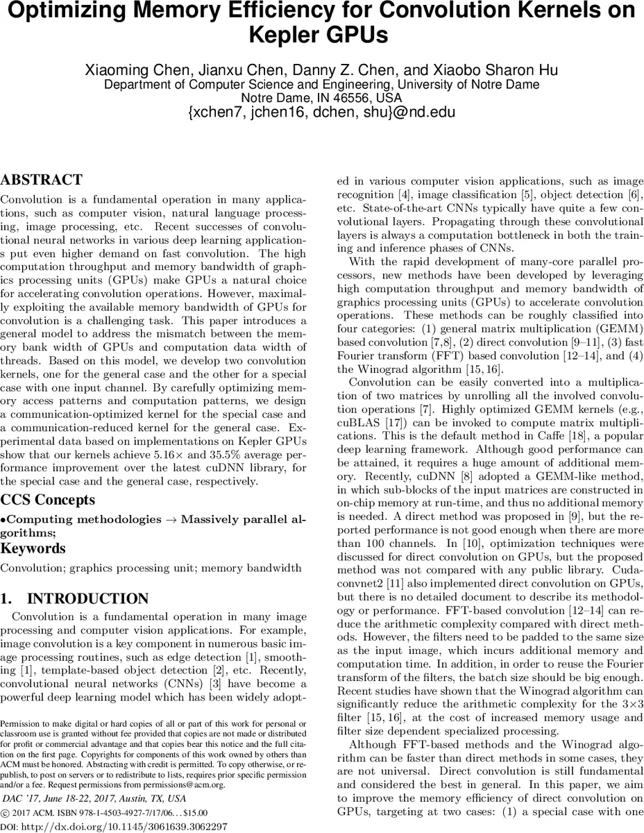 Optimizing Memory Efficiency for Convolution Kernels on Kepler GPUs