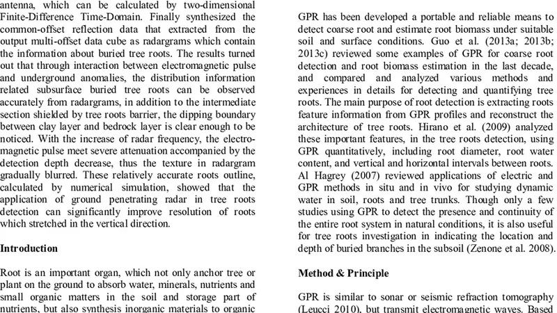Use of Ground Penetrating Radar to Map the Tree Roots
