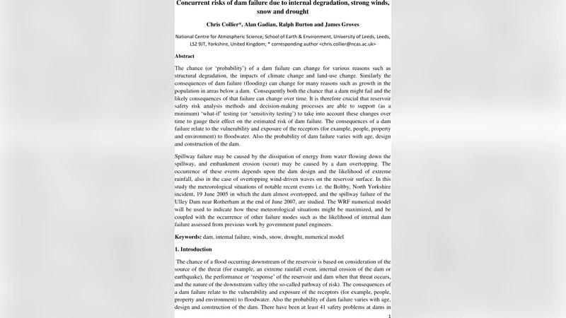 Concurrent risks of dam failure due to internal degradation, strong   winds, snow and drought