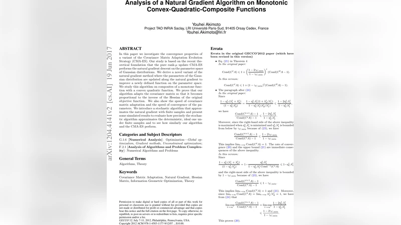 Analysis of a Natural Gradient Algorithm on Monotonic   Convex-Quadratic-Composite Functions