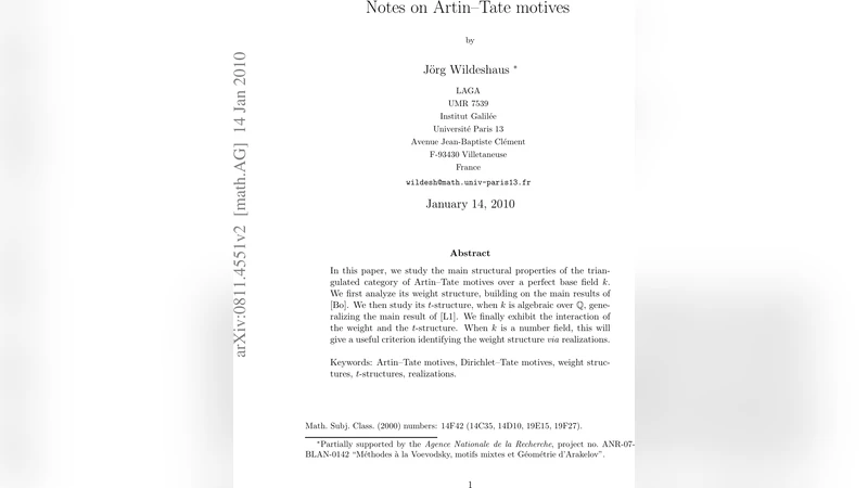 Notes on Artin-Tate motives