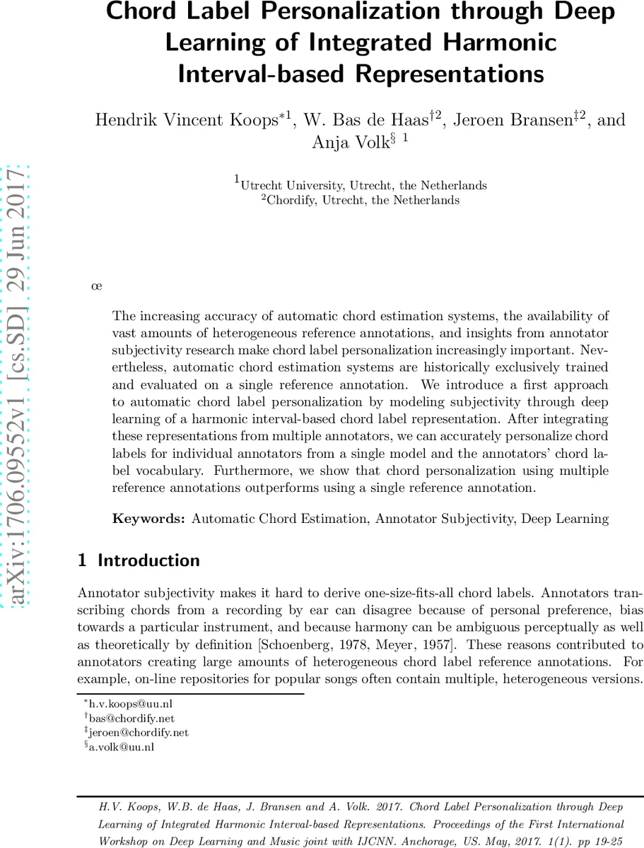 Chord Label Personalization through Deep Learning of Integrated Harmonic   Interval-based Representations