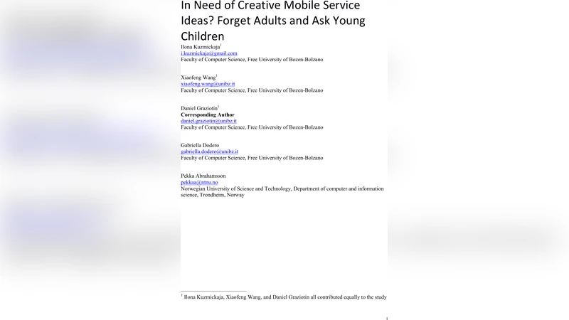 In Need of Creative Mobile Service Ideas? Forget Adults and Ask Young   Children