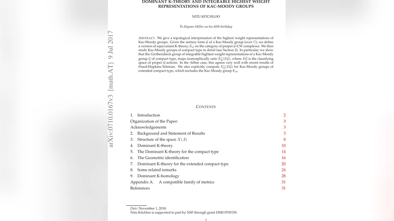 Dominant K-theory and Integrable highest weight representations of   Kac-Moody groups